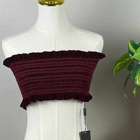 Petersyn Tops - Petersyn Stevie Merlot Smocked Halter Top Size Large New with Tag